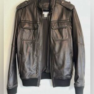 Calvin Klein Men's Black Genuine Leather Jacket